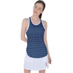 Blue Diamonds Motif Fancy Pattern Design Racer Back Mesh Tank Top