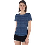 Blue Diamonds Motif Fancy Pattern Design Back Cut Out Sport Tee