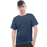 Blue Diamonds Motif Fancy Pattern Design Men s Sport Top