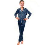 Blue Diamonds Motif Fancy Pattern Design Kid s Satin Long Sleeve Pajamas Set