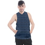 Blue Diamonds Motif Fancy Pattern Design Men s Sleeveless Hoodie