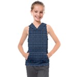 Blue Diamonds Motif Fancy Pattern Design Kids  Sleeveless Hoodie