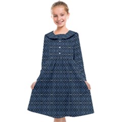 Blue Diamonds Motif Fancy Pattern Design Kids  Midi Sailor Dress from ArtsNow.com