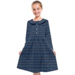 Blue Diamonds Motif Fancy Pattern Design Kids  Midi Sailor Dress