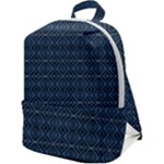 Blue Diamonds Motif Fancy Pattern Design Zip Up Backpack