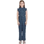 Blue Diamonds Motif Fancy Pattern Design Kids  Sleeveless Ruffle Edge Band Collar Chiffon One Piece