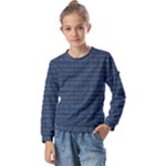 Blue Diamonds Motif Fancy Pattern Design Kids  Long Sleeve Tee with Frill 