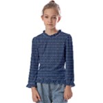 Blue Diamonds Motif Fancy Pattern Design Kids  Frill Detail Tee