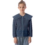 Blue Diamonds Motif Fancy Pattern Design Kids  Peter Pan Collar Blouse