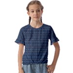 Blue Diamonds Motif Fancy Pattern Design Kids  Cuff Sleeve Scrunch Bottom Tee