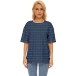 Blue Diamonds Motif Fancy Pattern Design Oversized Basic Tee