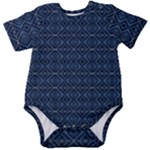 Blue Diamonds Motif Fancy Pattern Design Baby Short Sleeve Bodysuit