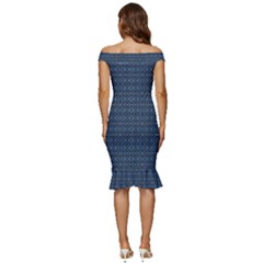 Off Shoulder Ruffle Split Hem Bodycon Dress 