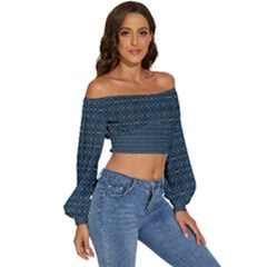 Long Sleeve Crinkled Weave Crop Top 