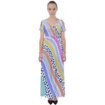 Background Abstract Wallpaper High Waist Short Sleeve Maxi Dress