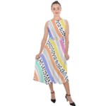 Background Abstract Wallpaper Midi Tie-Back Chiffon Dress