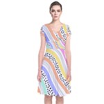 Background Abstract Wallpaper Short Sleeve Front Wrap Dress