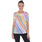 Background Abstract Wallpaper Shoulder Cut Out Short Sleeve Top