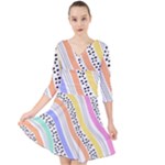 Background Abstract Wallpaper Quarter Sleeve Front Wrap Dress