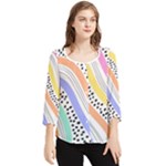 Background Abstract Wallpaper Chiffon Quarter Sleeve Blouse