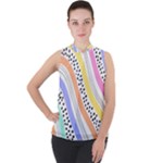 Background Abstract Wallpaper Mock Neck Chiffon Sleeveless Top