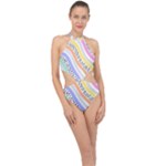 Background Abstract Wallpaper Halter Side Cut Swimsuit