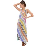 Background Abstract Wallpaper V-Neck Chiffon Maxi Dress