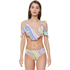 Ruffle Edge Tie Up Bikini Set	 
