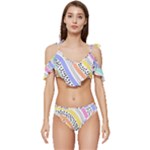 Background Abstract Wallpaper Ruffle Edge Tie Up Bikini Set	