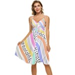 Background Abstract Wallpaper Sleeveless Tie Front Chiffon Dress