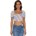 Background Abstract Wallpaper Short Sleeve Square Neckline Crop Top 