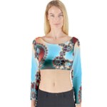 Fractal Spiral Art Math Abstract Long Sleeve Crop Top