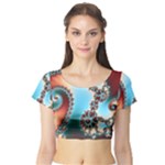 Fractal Spiral Art Math Abstract Short Sleeve Crop Top