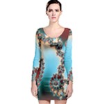 Fractal Spiral Art Math Abstract Long Sleeve Bodycon Dress