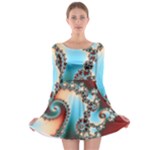 Fractal Spiral Art Math Abstract Long Sleeve Skater Dress