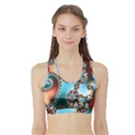 Fractal Spiral Art Math Abstract Sports Bra with Border