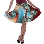 Fractal Spiral Art Math Abstract A-line Skater Skirt