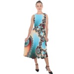 Fractal Spiral Art Math Abstract Midi Tie-Back Chiffon Dress