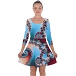 Fractal Spiral Art Math Abstract Quarter Sleeve Skater Dress