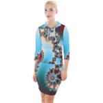 Fractal Spiral Art Math Abstract Quarter Sleeve Hood Bodycon Dress