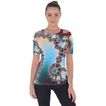 Fractal Spiral Art Math Abstract Shoulder Cut Out Short Sleeve Top