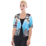 Fractal Spiral Art Math Abstract Cropped Button Cardigan