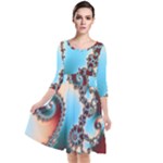 Fractal Spiral Art Math Abstract Quarter Sleeve Waist Band Dress