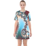 Fractal Spiral Art Math Abstract Sixties Short Sleeve Mini Dress