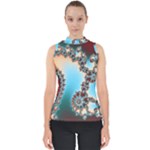 Fractal Spiral Art Math Abstract Mock Neck Shell Top