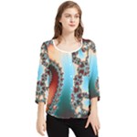 Fractal Spiral Art Math Abstract Chiffon Quarter Sleeve Blouse