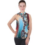 Fractal Spiral Art Math Abstract Mock Neck Chiffon Sleeveless Top