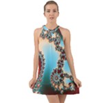 Fractal Spiral Art Math Abstract Halter Tie Back Chiffon Dress