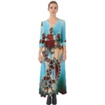 Fractal Spiral Art Math Abstract Button Up Boho Maxi Dress
