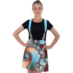 Fractal Spiral Art Math Abstract Velvet Suspender Skater Skirt